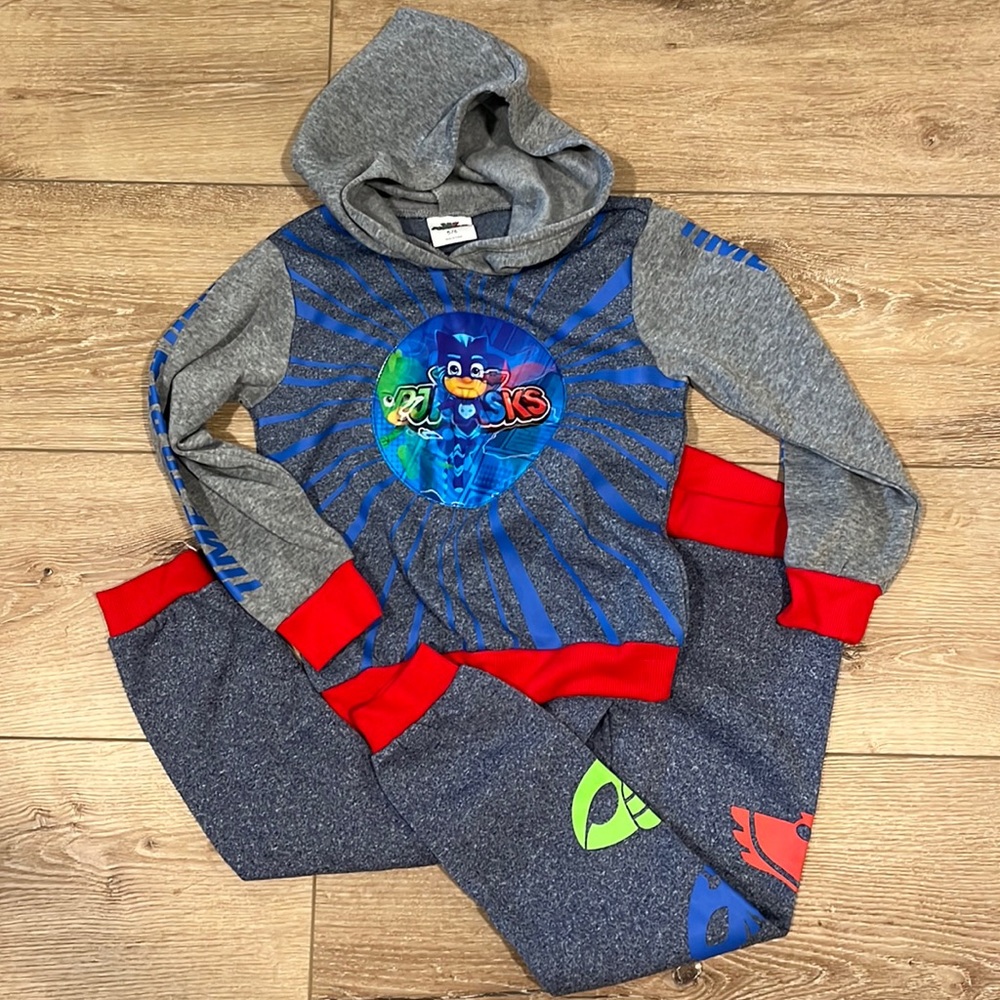 PJ Masks Boy's Sweatsuit Set with Hoodie Fleece Lined - Size 5/6